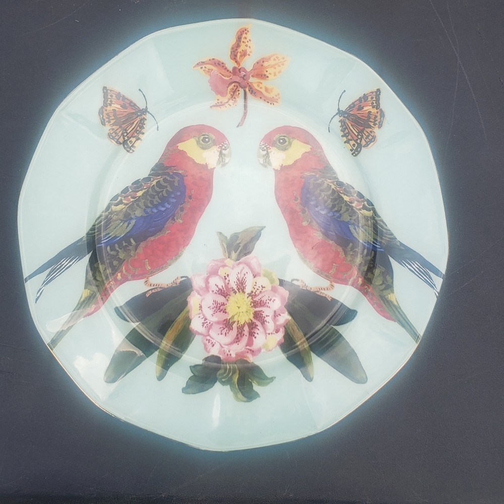 2 Natalie Titania Lete For Anthropologie Plates, Parrots and Tiger
